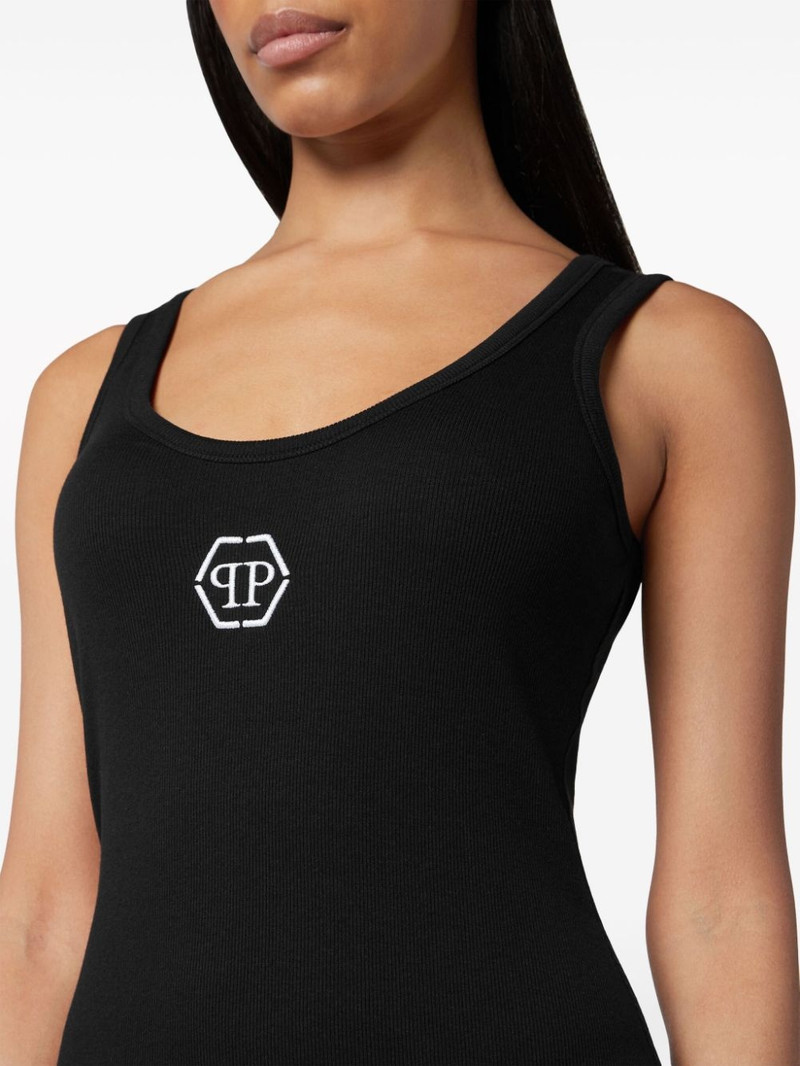 logo-embroidered tank dress 4