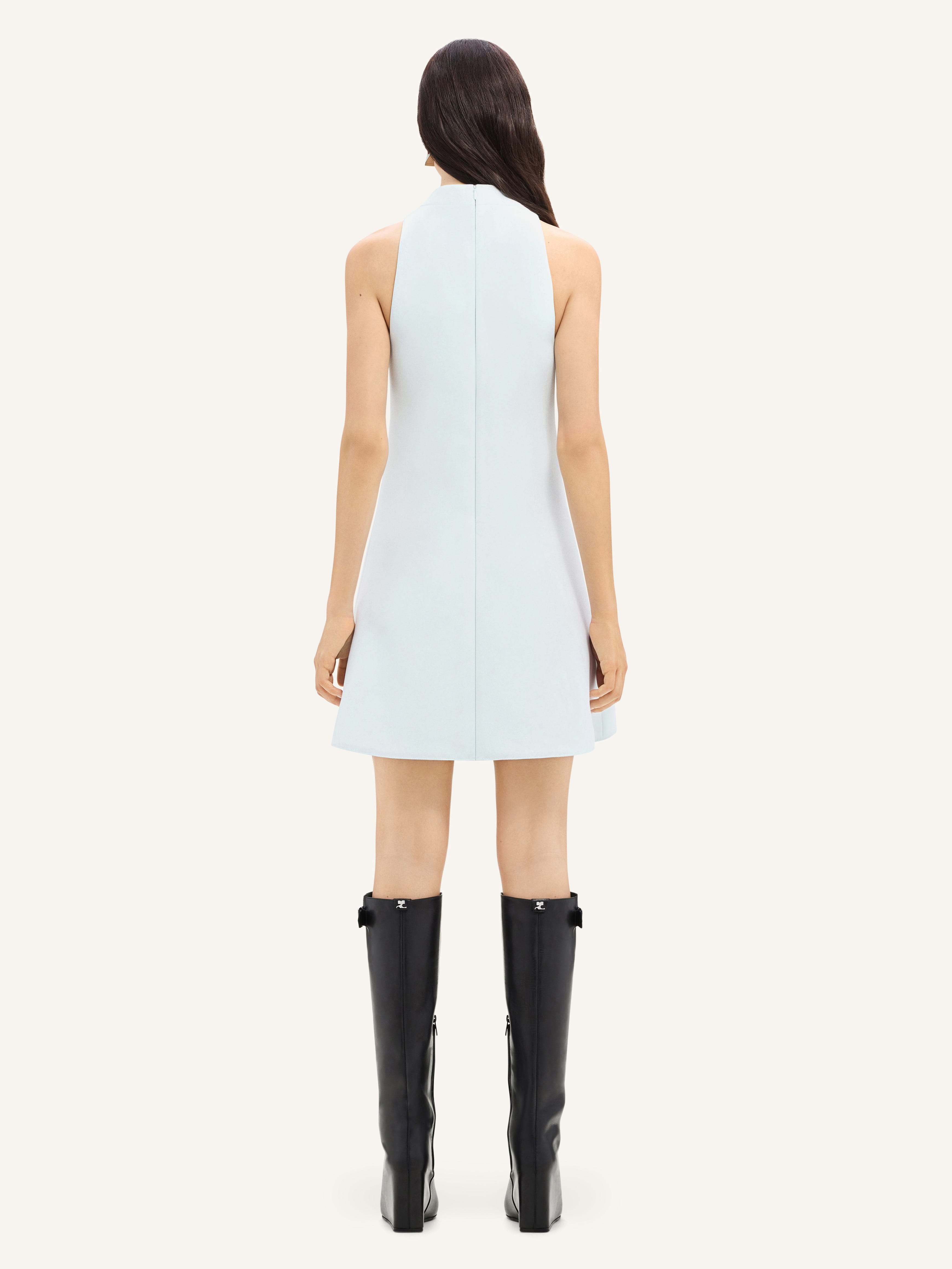SLEEVELESS TWILL A-LINE DRESS - 4