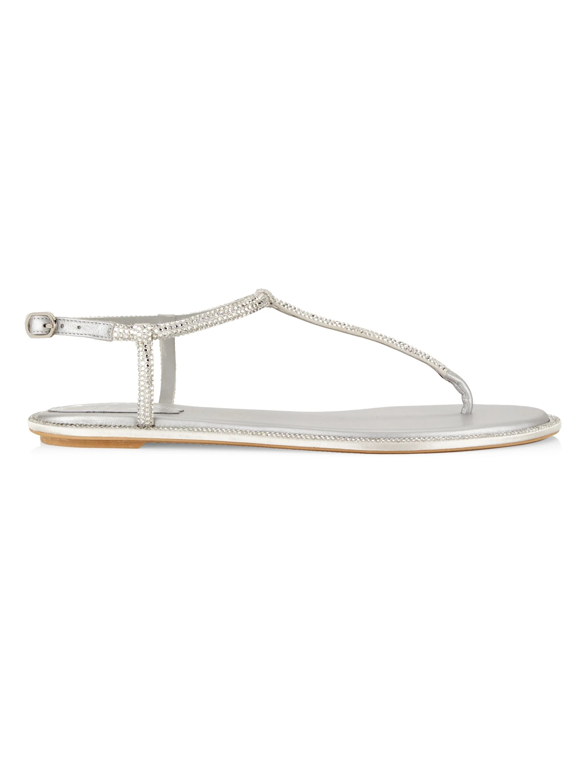 Women's Crystal-Embellished T-Strap Sandals - Grey - 1