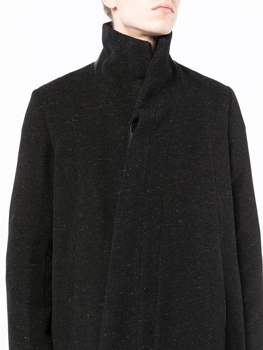 high-neck single-breasted coat - 5