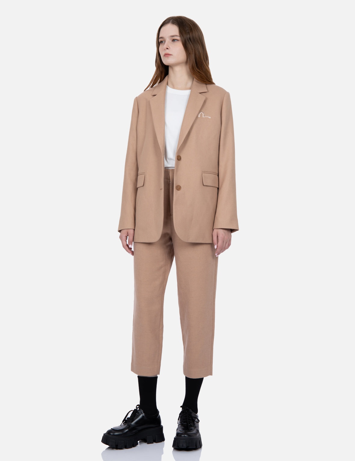 Seagull Embroidery Wool-mix Taper Pants - 3