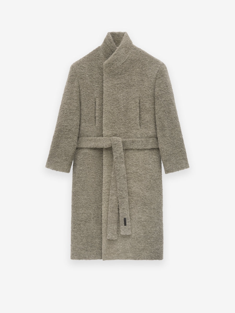 Wool Boucle Stand Collar Overcoat - 3