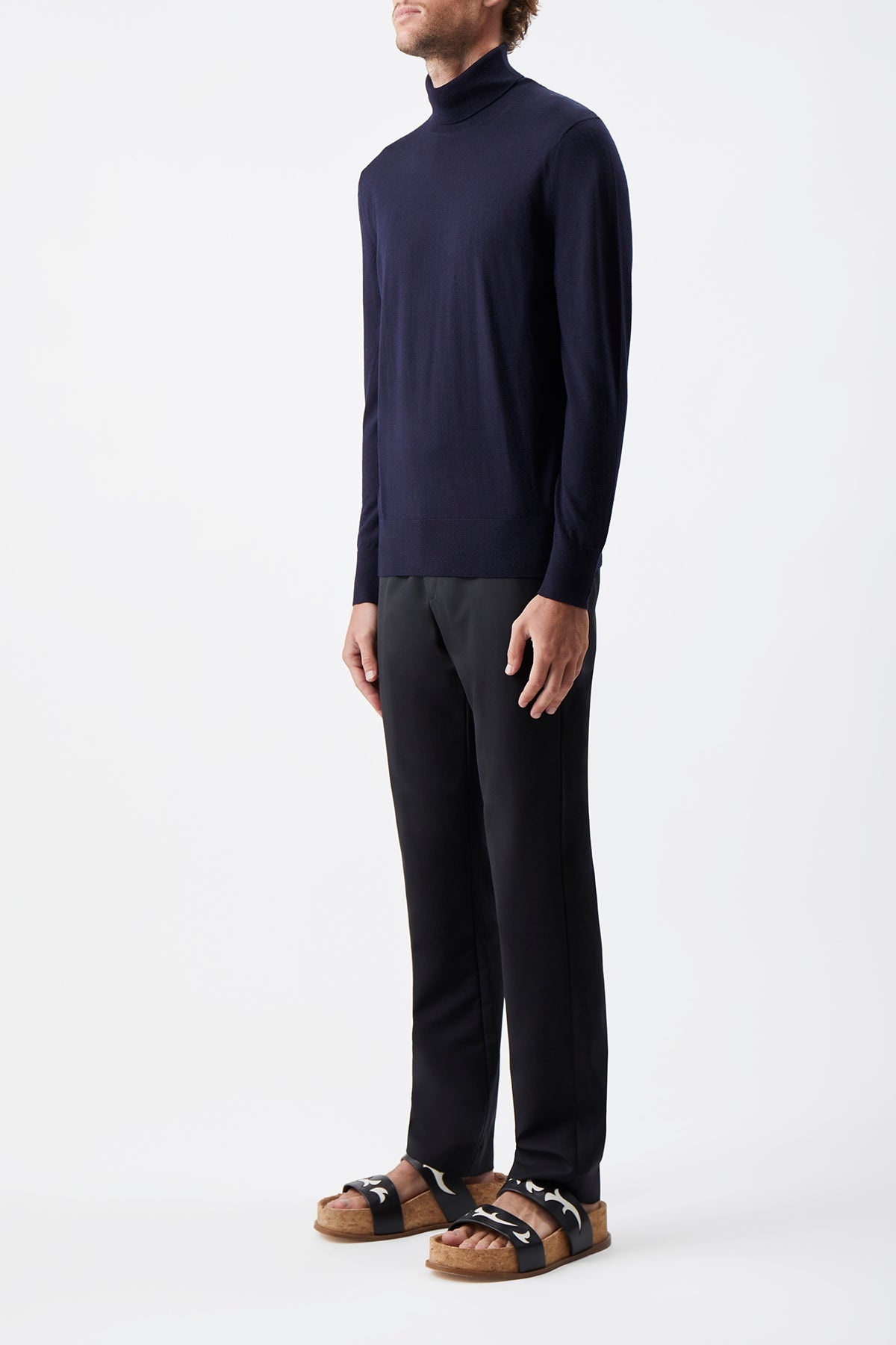 Jermaine Knit Turtleneck in Dark Navy Merino Wool - 3