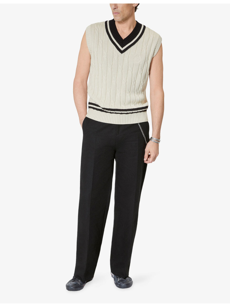The Kooples V-Neck Cable-Knitted Cotton Vest outlook