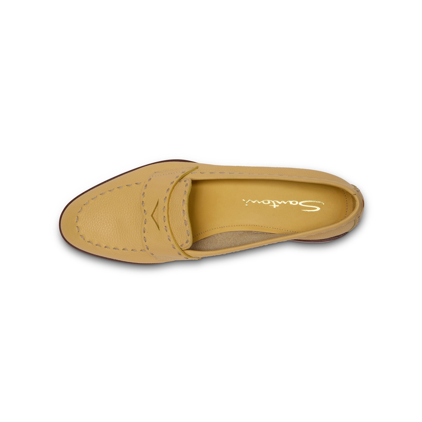 Women's yellow tumbled leather penny loafer - 5