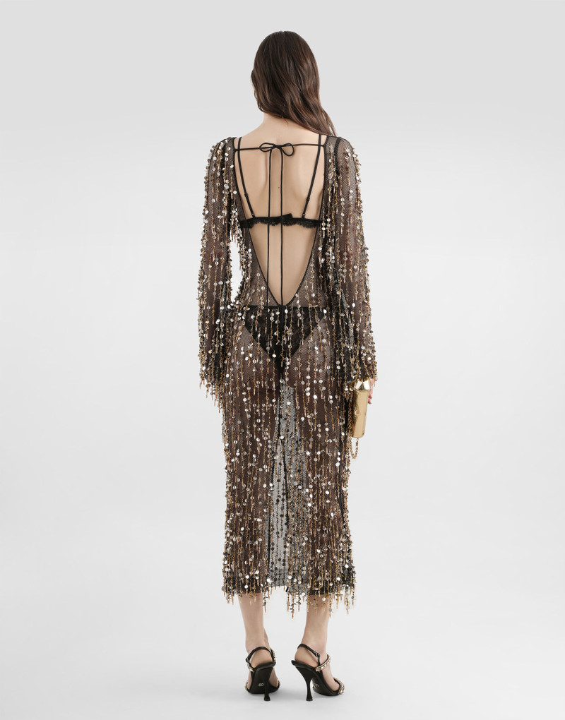 Long dress with fringe and sequin embroidery 3