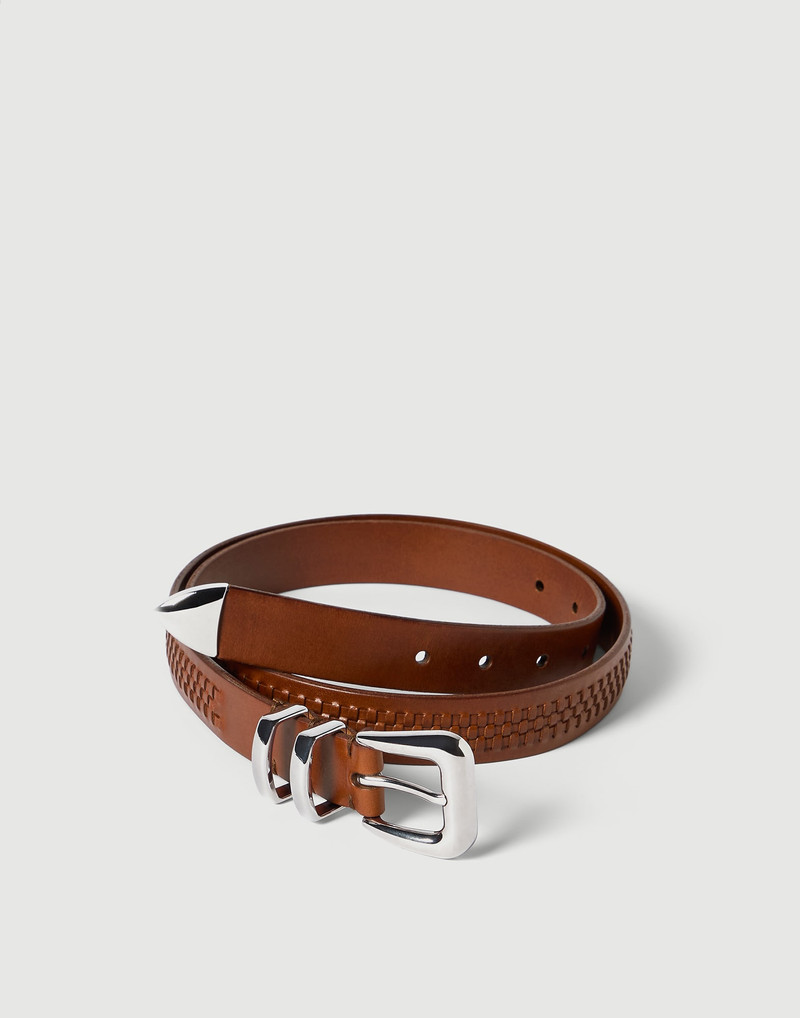 Brunello Cucinelli Calfskin belt with braided decoration outlook