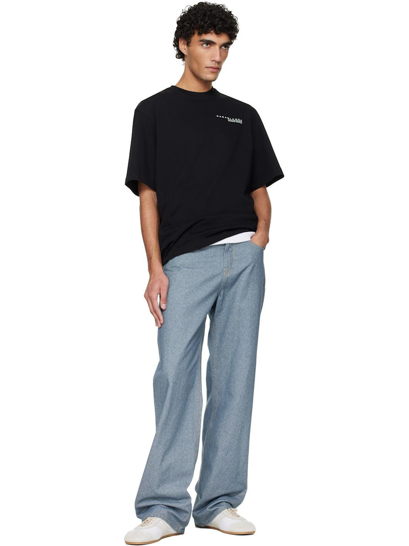 CASABLANCA Black Glitch Orchid Oversized Short Sleeve T‑shirt outlook