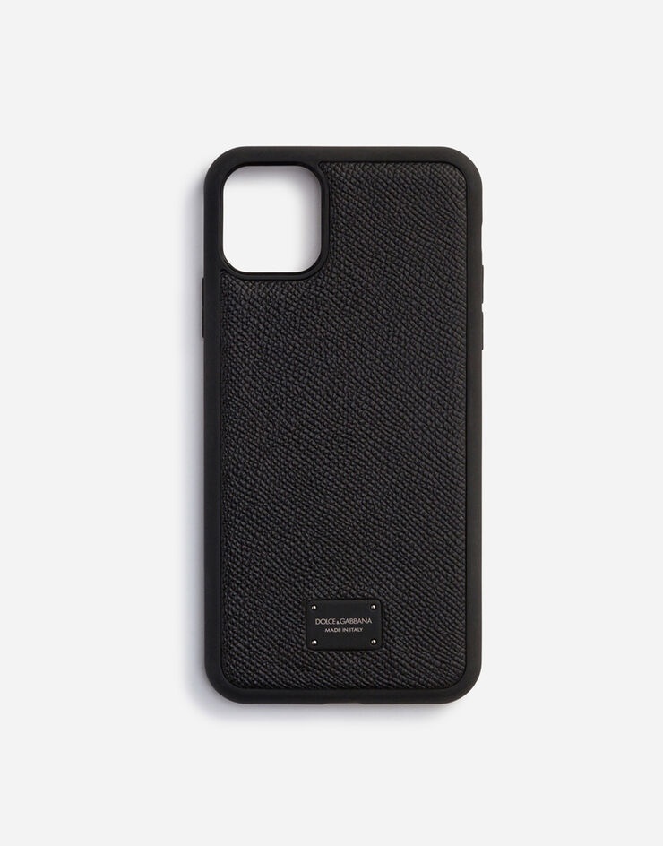 Dauphine calfskin iPhone 11 Pro max cover with branded plate - 1