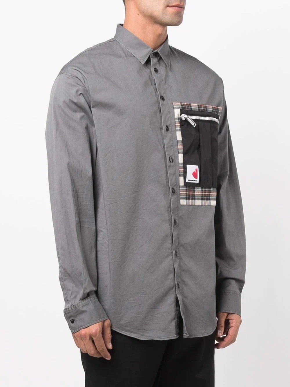 contrast zip-pocket shirt - 3