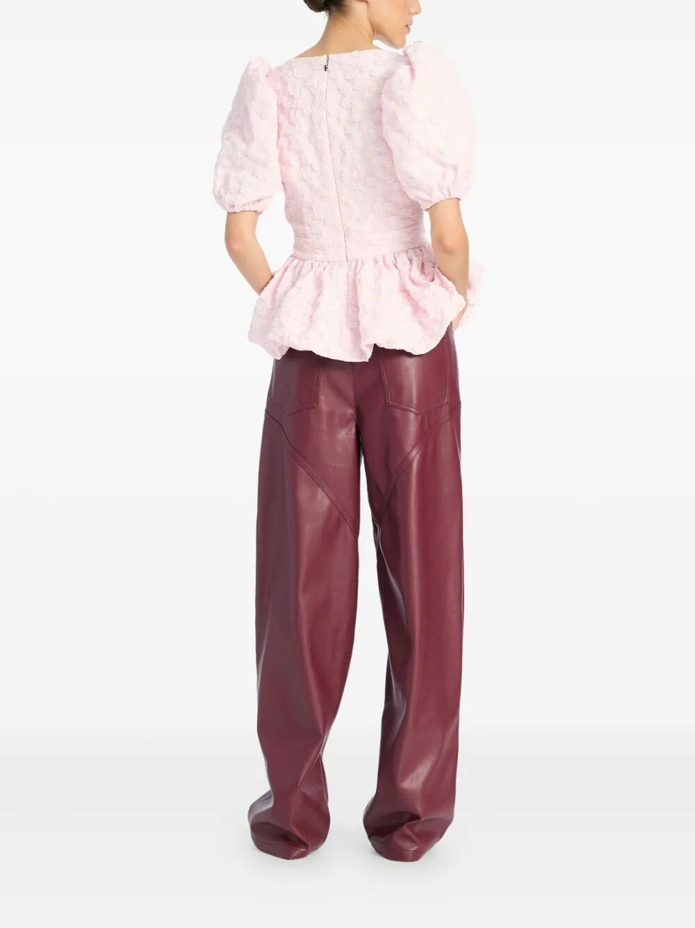 Jacquard Puff Sleeve Top - 5