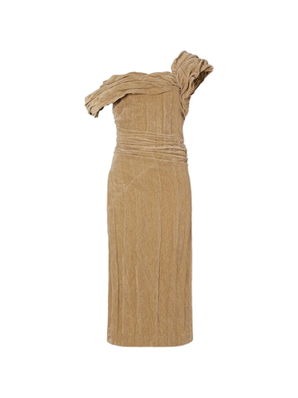 twist-detail velvet midi dress - 1
