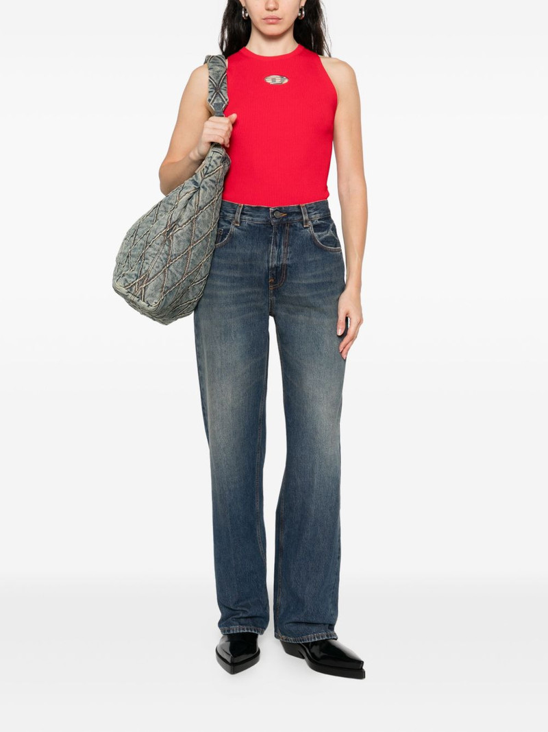 Diesel ribbed logo-detail top outlook