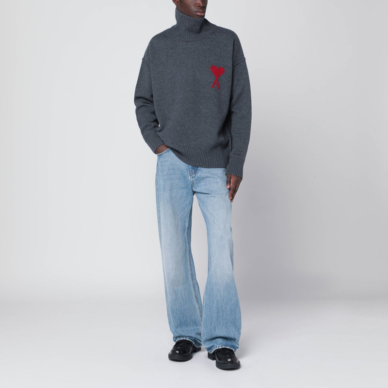AMI Paris Grey turtleneck sweater Ami De Coeur outlook