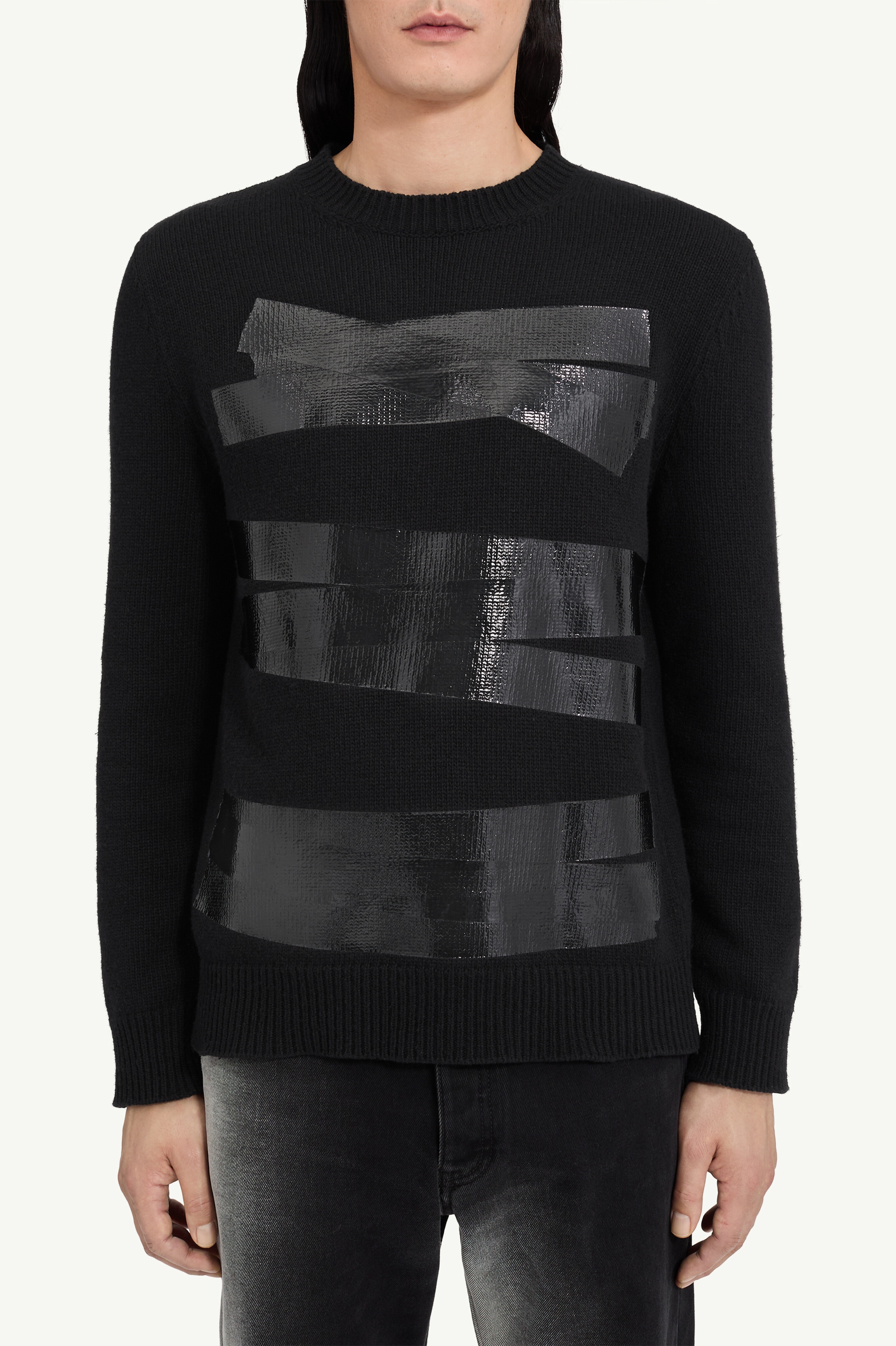 Taped label wool jumper - 5