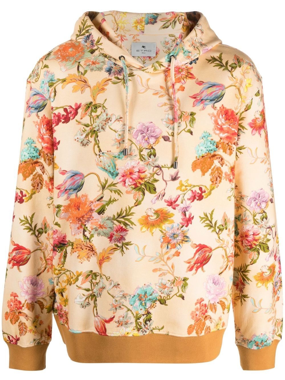 floral-print cotton hoodie - 1