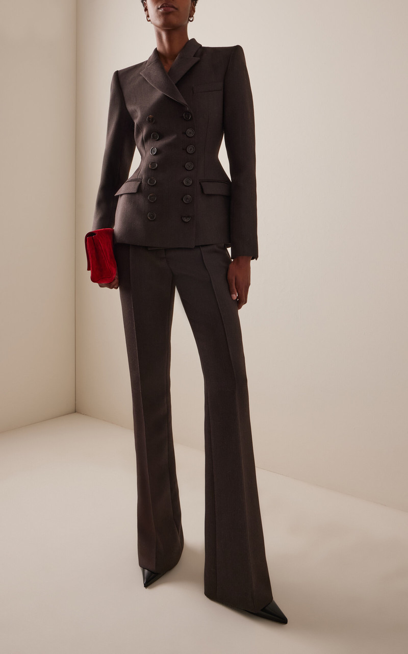 ALEX PERRY Mid-Rise Flared Suit Pants brown outlook