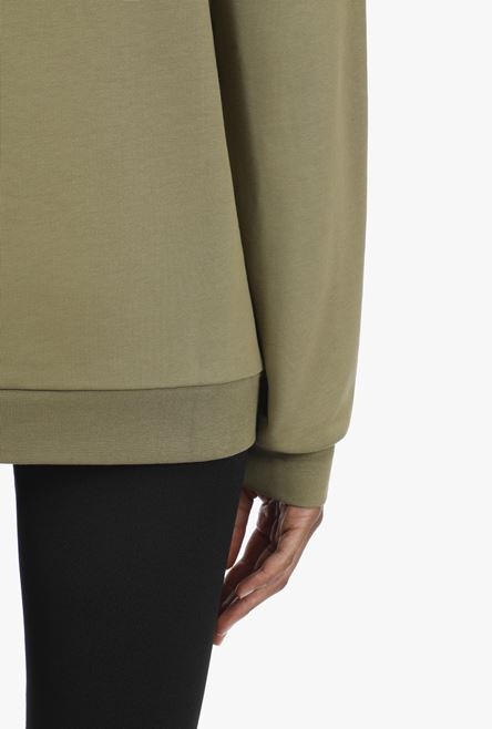 Khaki cotton sweatshirt with white Balmain logo - 9