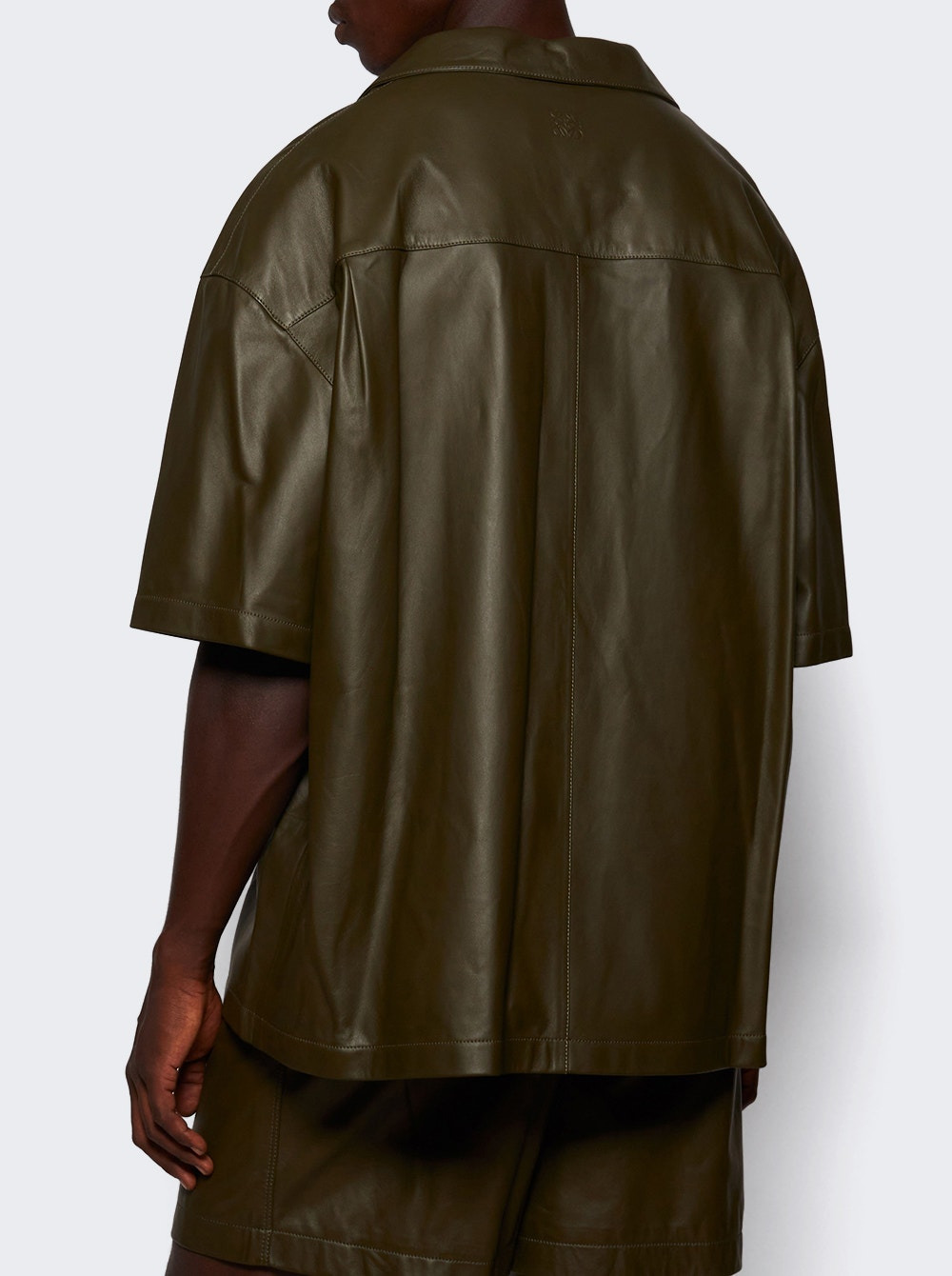 Nappa Lambskin Short Sleeve Shirt Khaki Green - 4