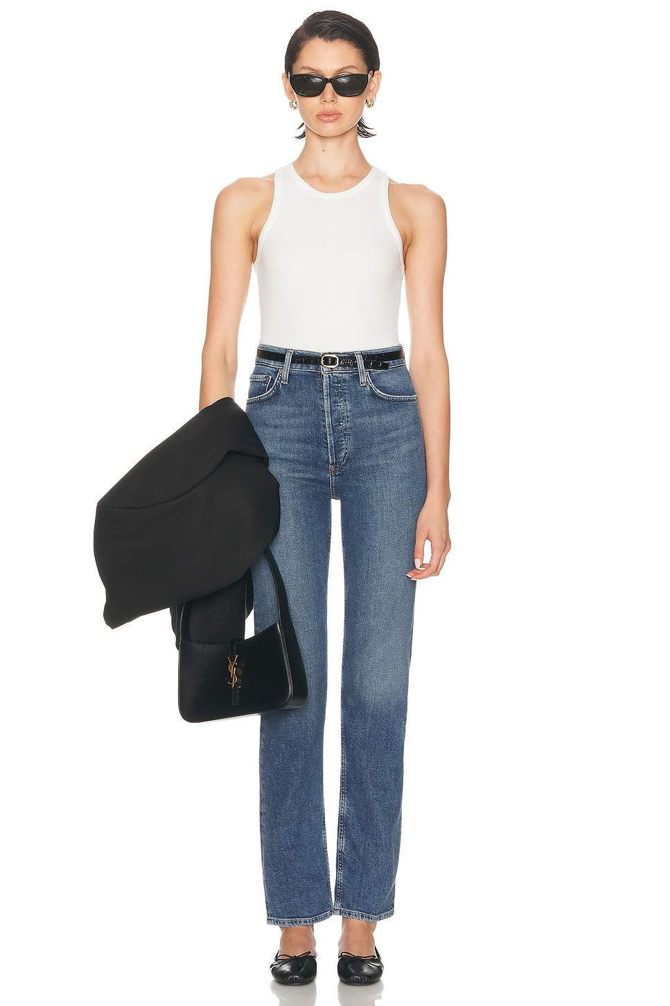 90s Pinch Waist Long High Rise Straight Jeans - 5