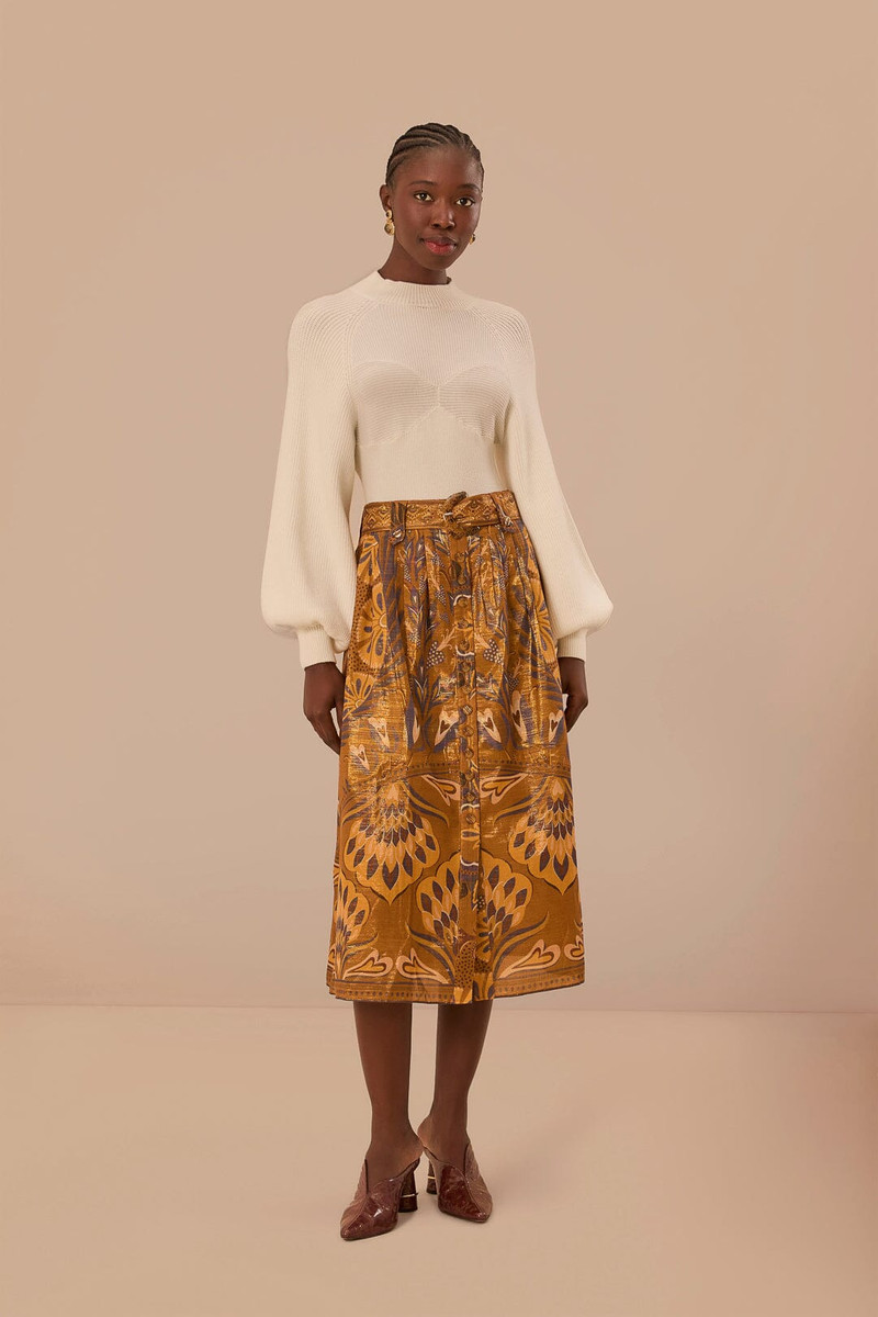 Gold Heart Forest Midi Skirt 1