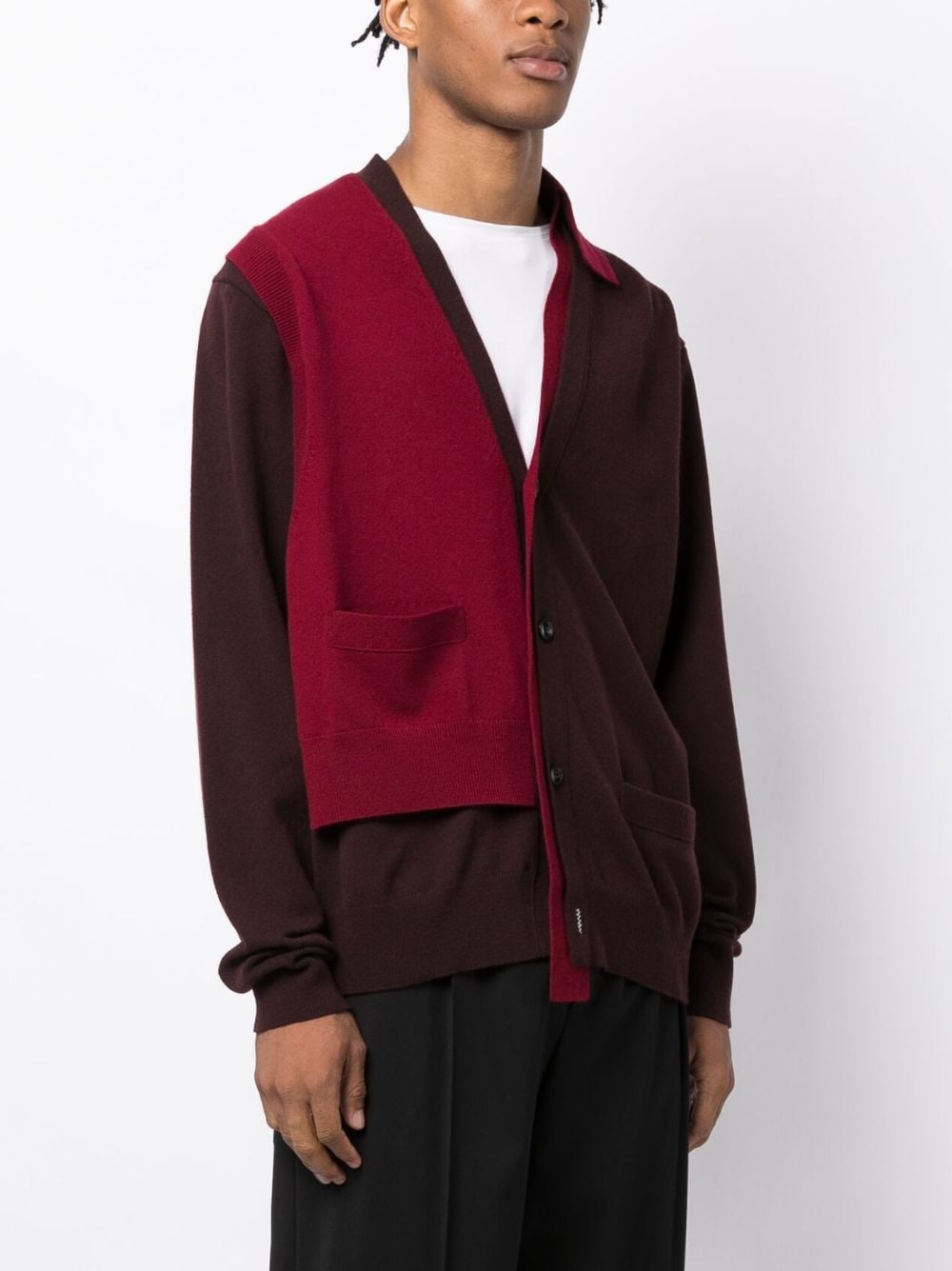 asymmetric wool cardigan - 3