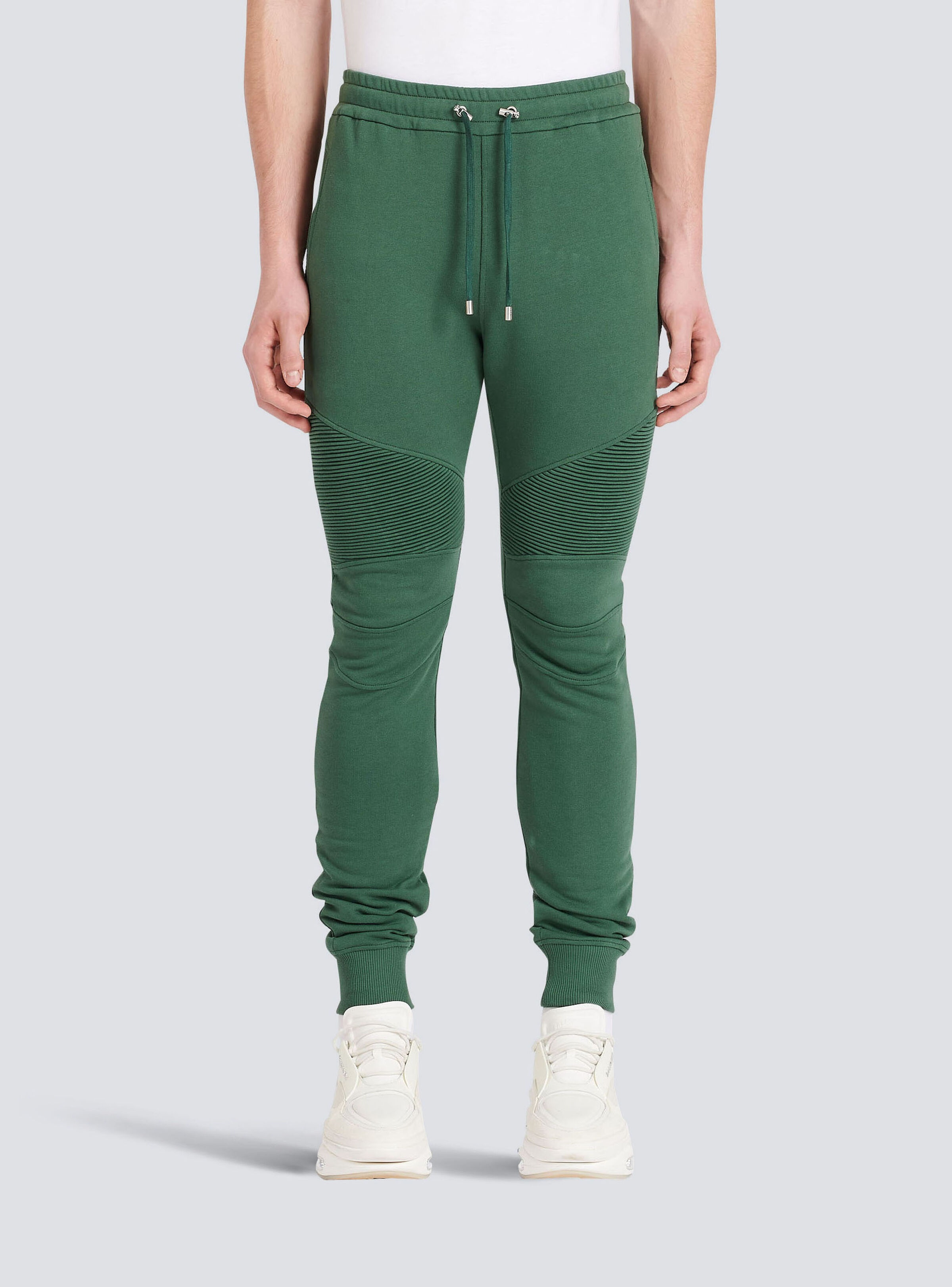 Cotton sweatpants with flocked Balmain Paris logo - 6