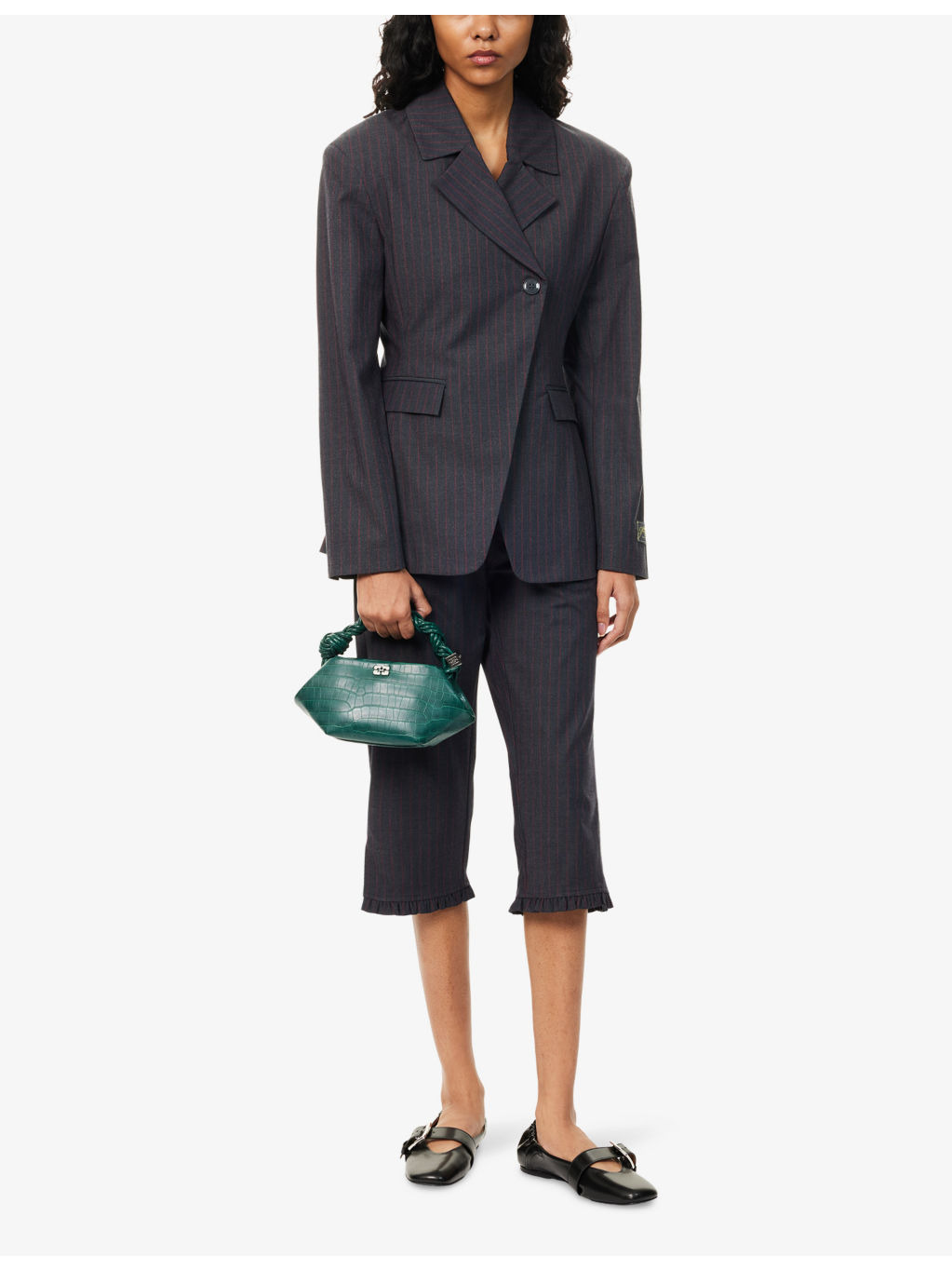 Striped Single-Breasted Woven Blazer - 2