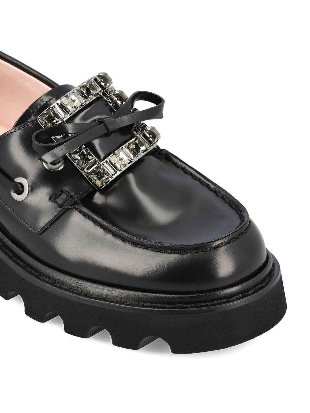 crystal-embellished boat loafers - 3