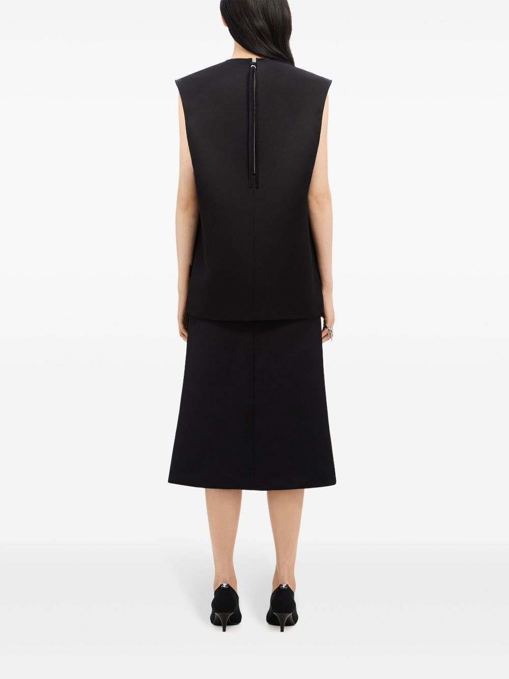 zip-detail satin midi skirt - 4