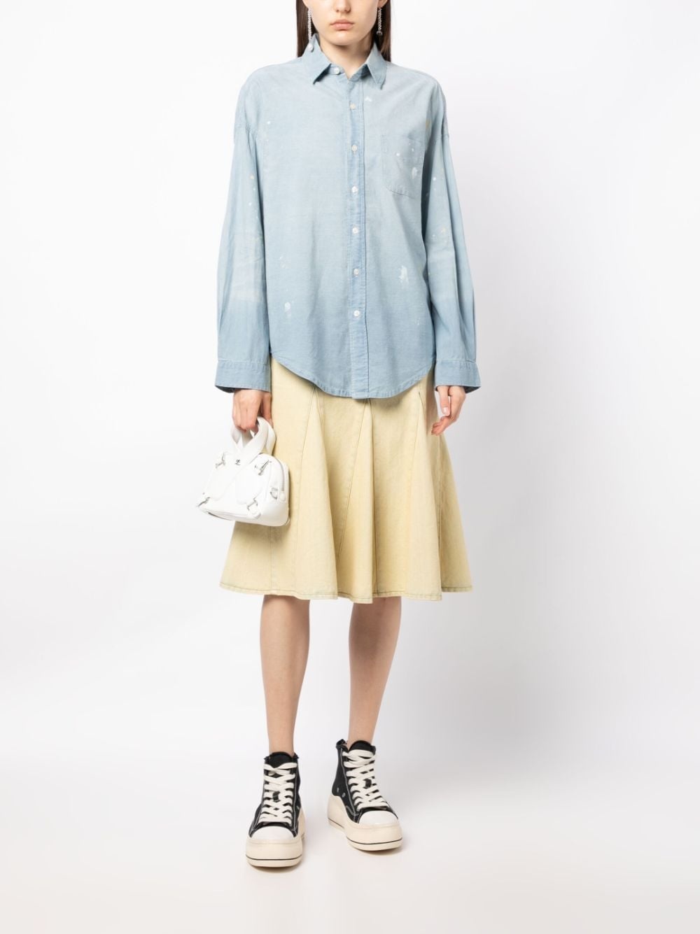 paint-splatter chambray shirt - 2