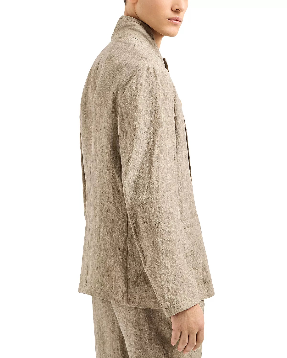 Regular Fit Asymmetric Linen Blazer - 3