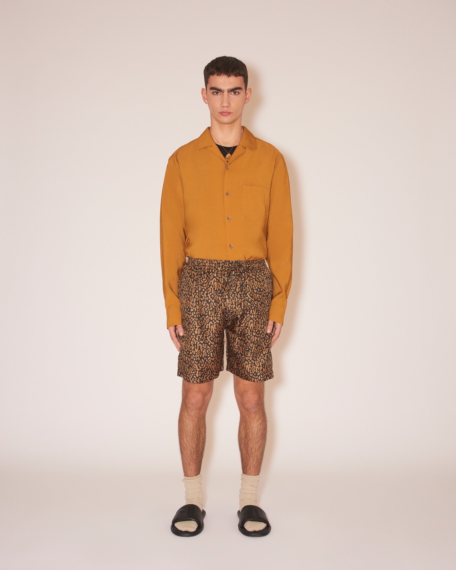DOXXI - Twill silk shorts - Brown Ocelot - 2
