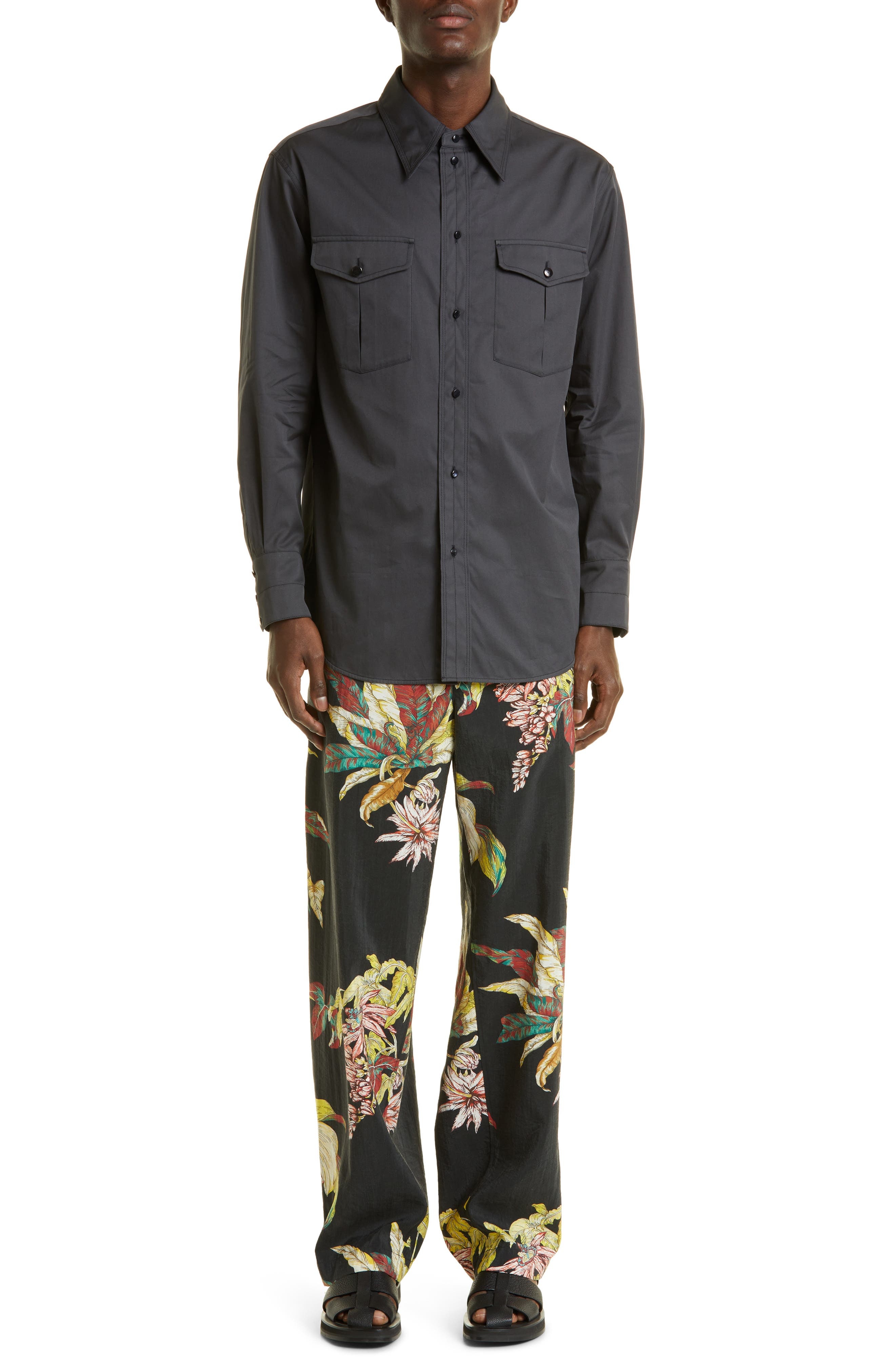 Lemaire Tropical Print Belted Loose Fit Silk Blend Pants in Mu150 Multicolor at Nordstrom, Size 30 U - 2