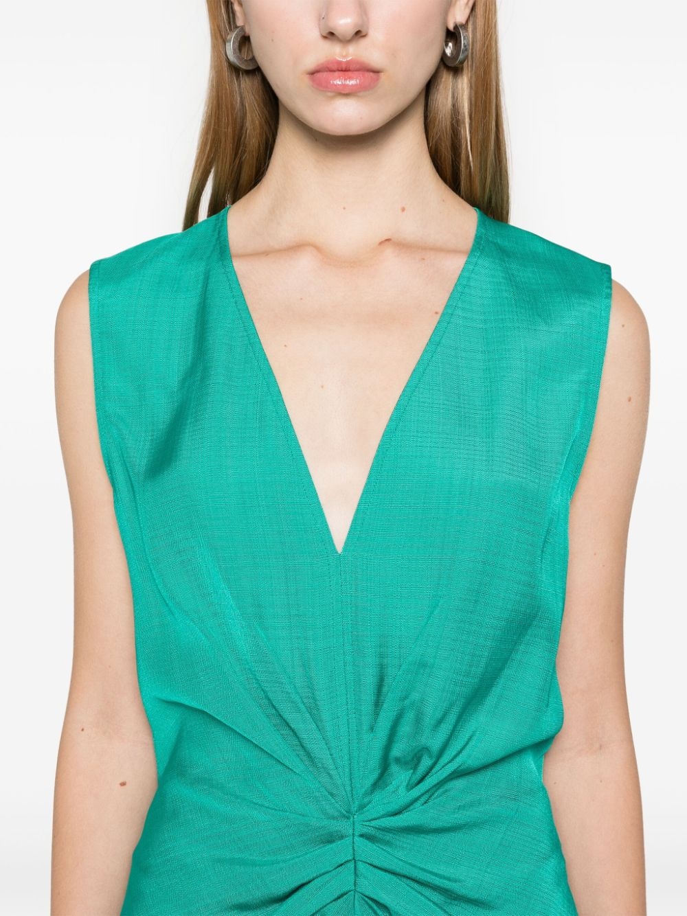 sleeveless gathered midi dress - 5