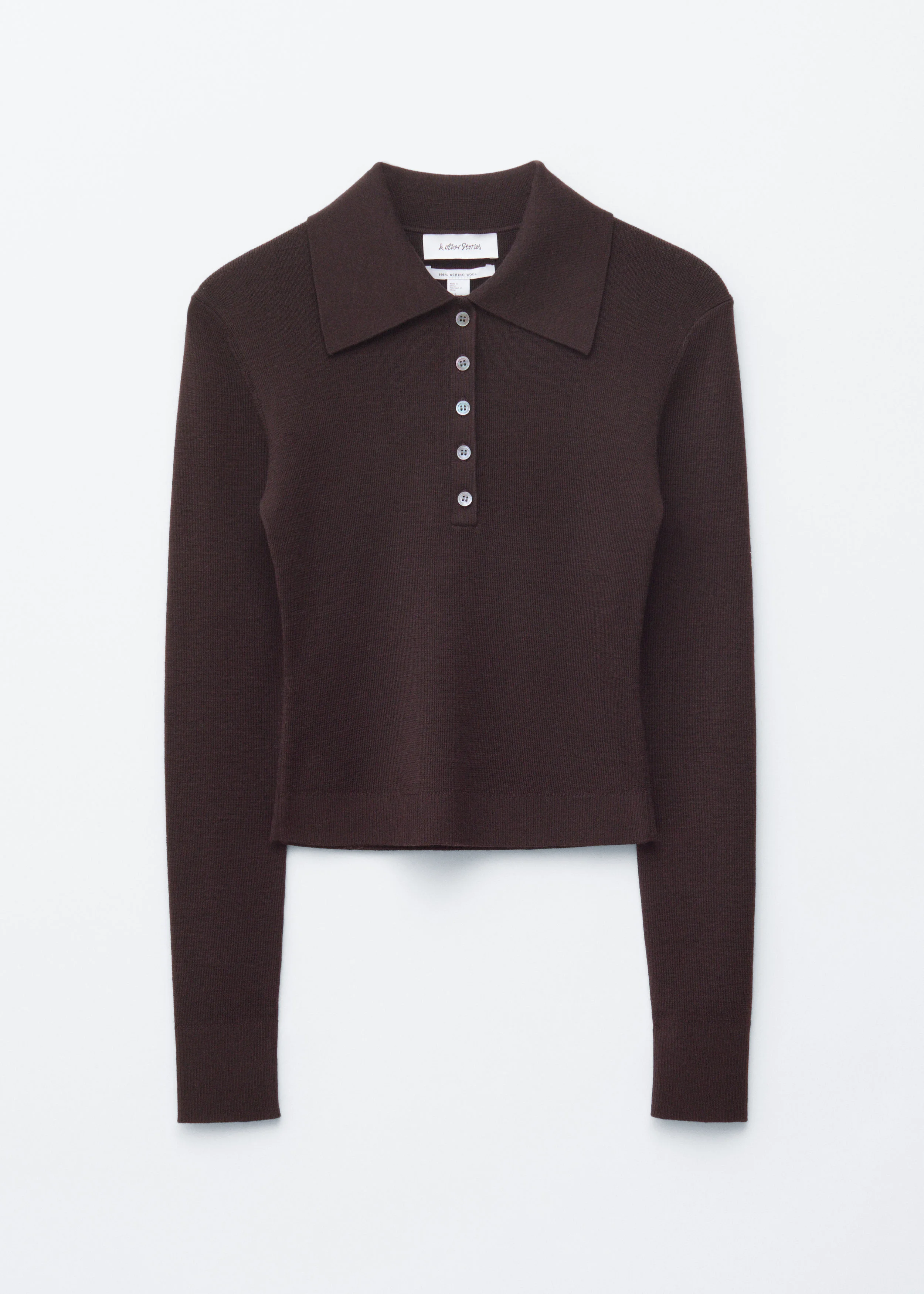 Rib-Knit Merino Polo Top - 1