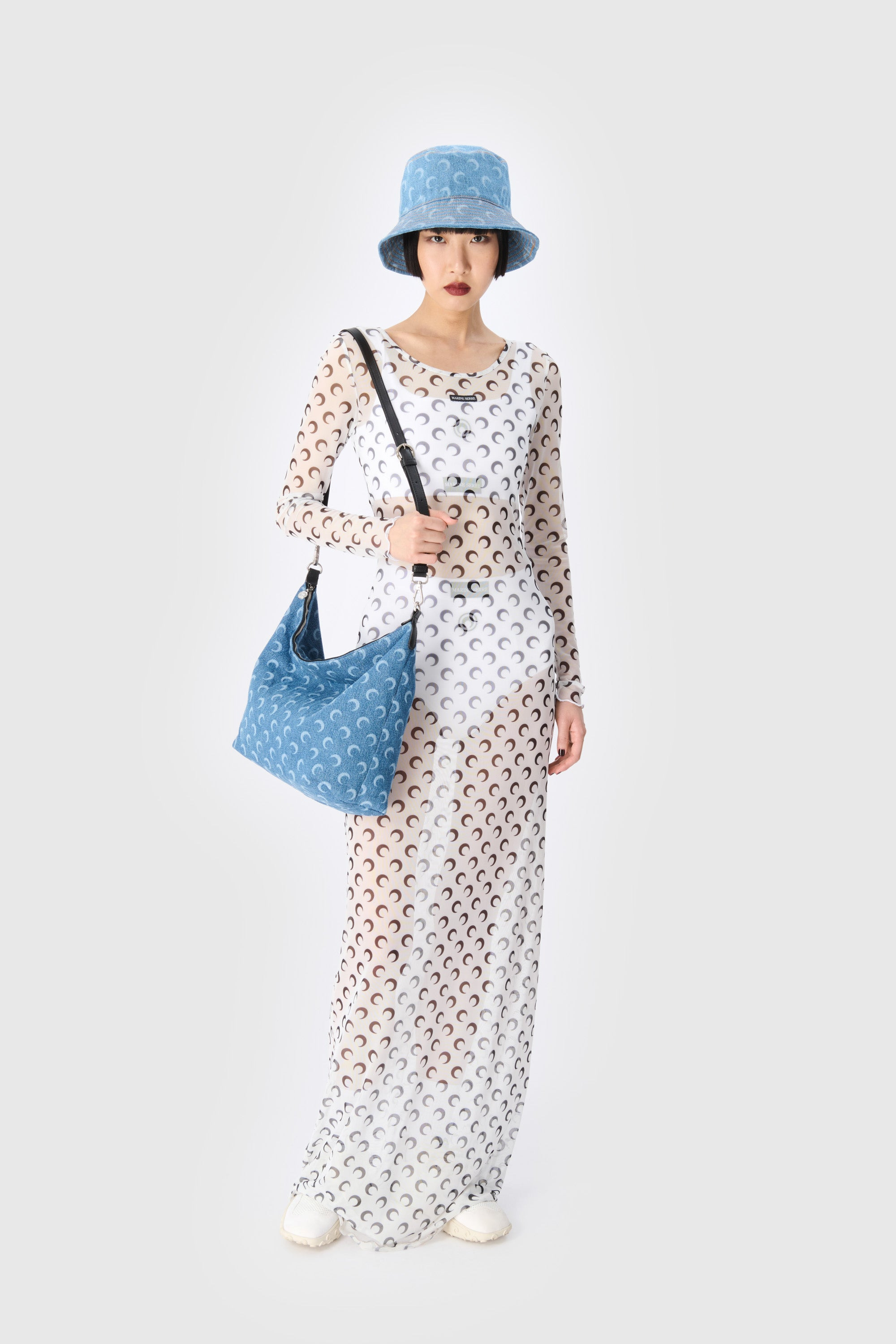Moon Printed Mesh Panelled Dress - 2