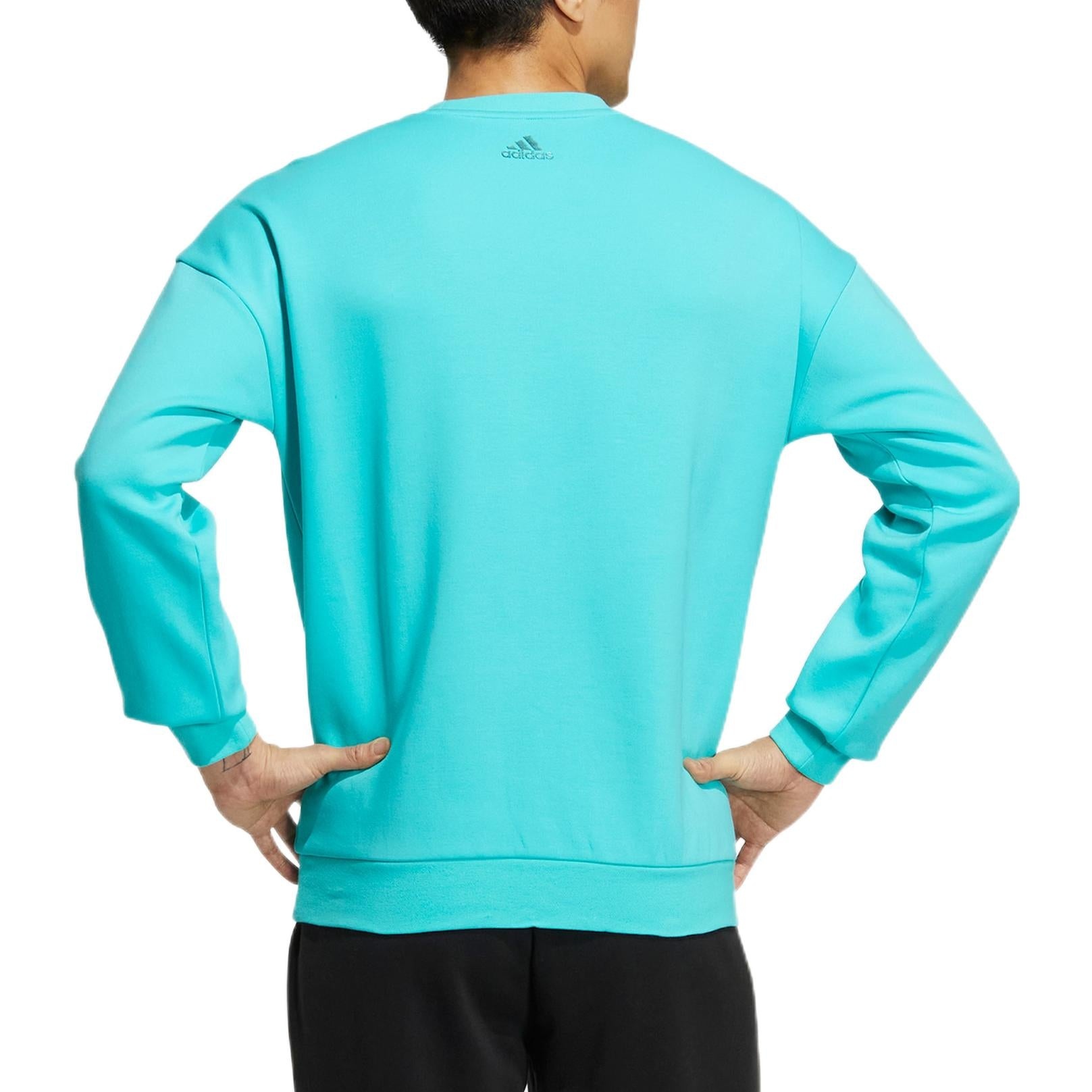 Men's adidas Logo Printing Pattern Pullover Round Neck Long Sleeves Blue HM2983 - 3