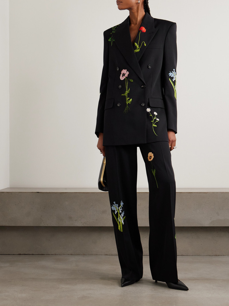 Stella McCartney Embroidered Wool-twill Wide-leg Pants outlook