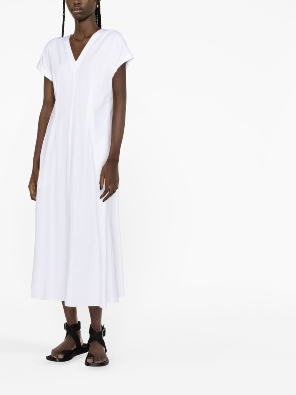 short-sleeve pleated midi dress - 4