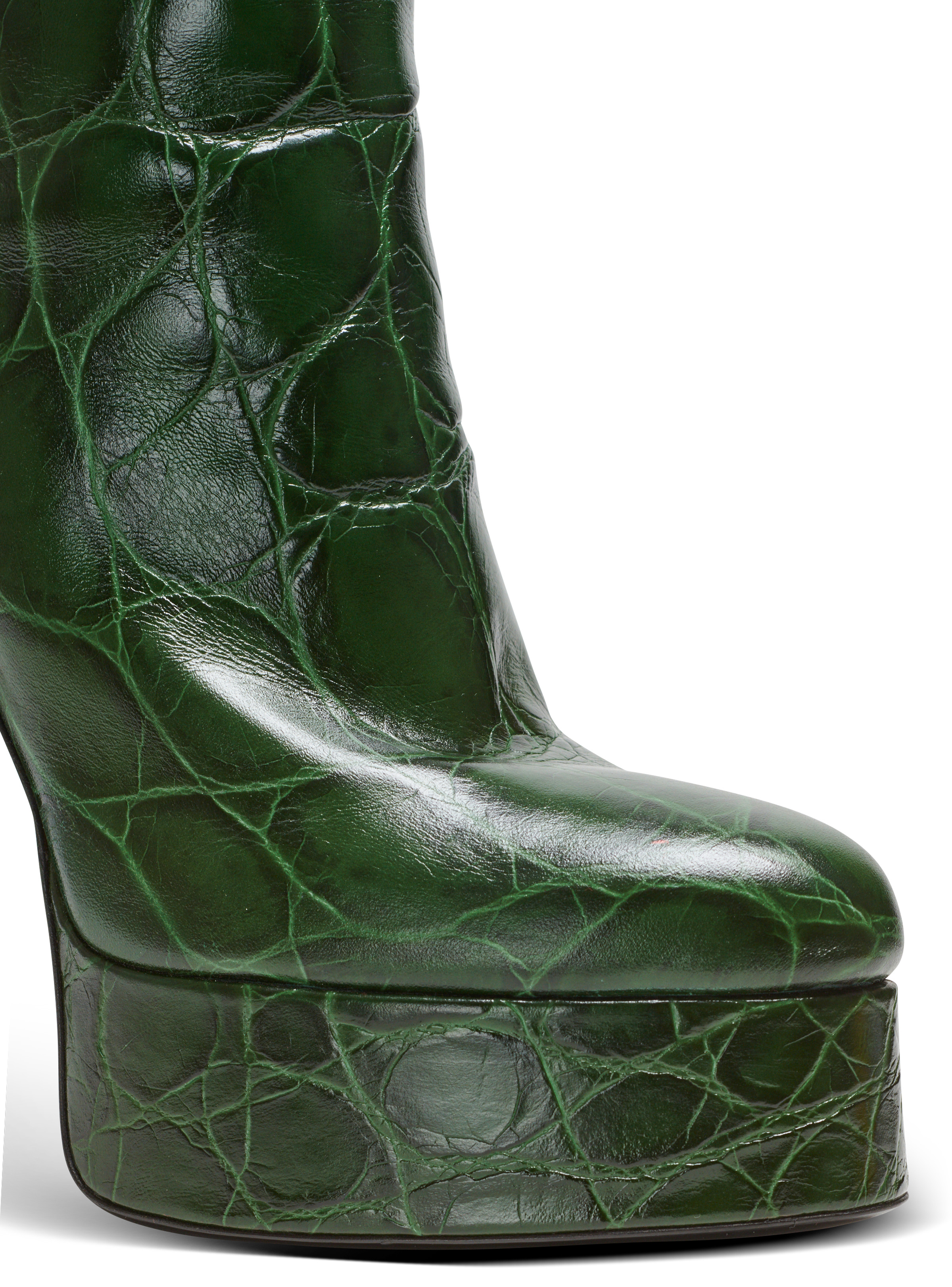 Brune crocodile-print leather ankle boots - 5