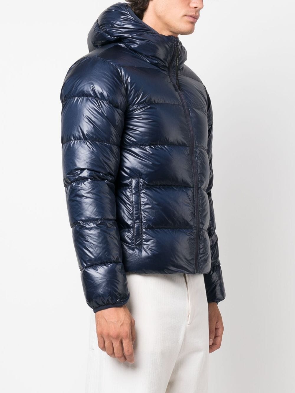 padded feather-down hooded jacket - 3
