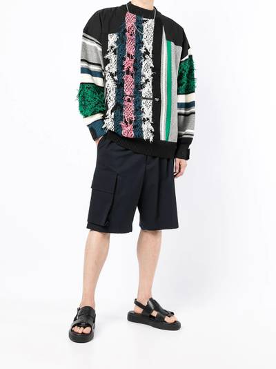 sacai panelled crew neck jumper outlook