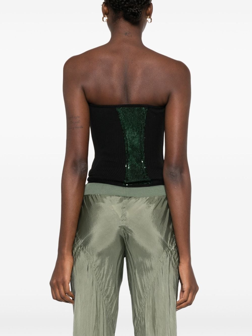 sequin-embellished strapless corset vest - 4