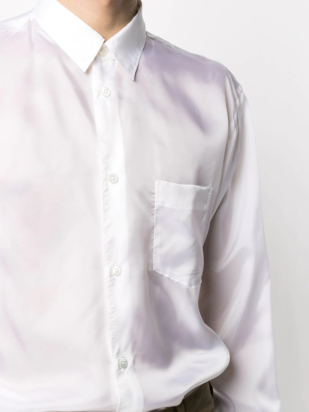chest pocket satin shirt - 5