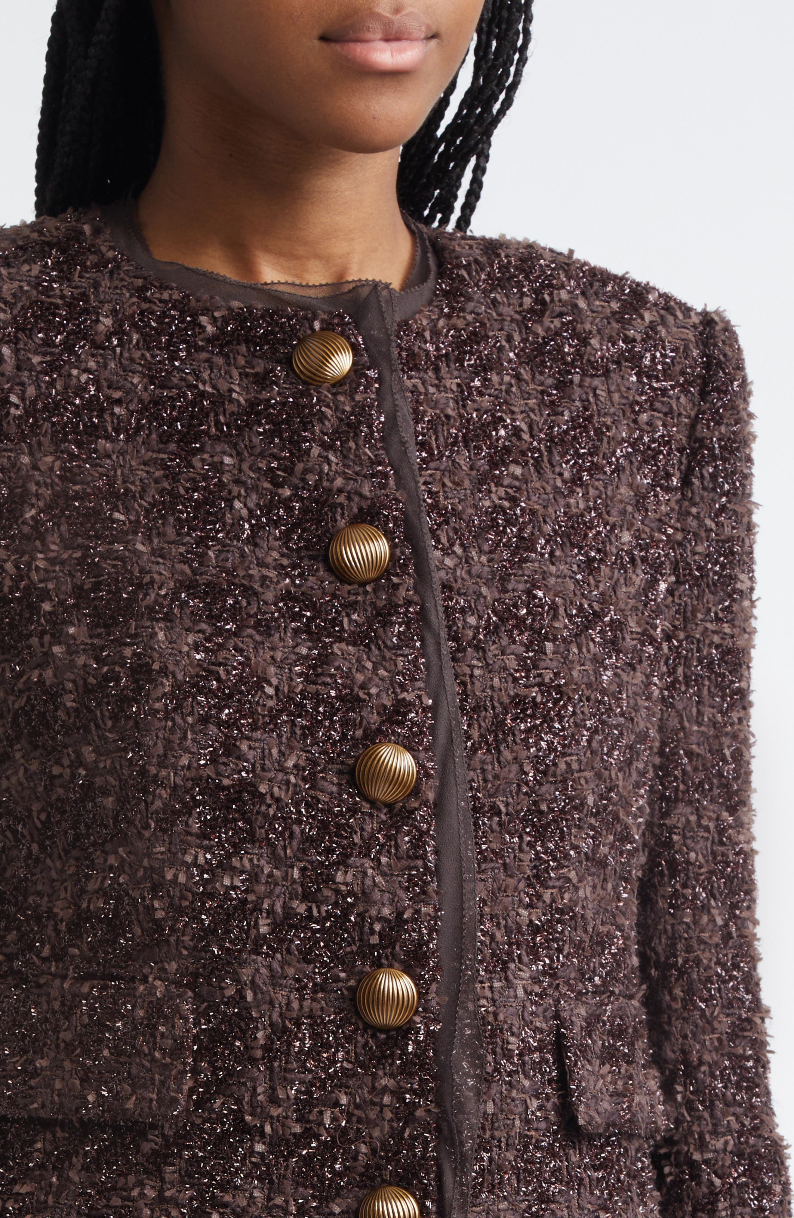 Veronica Beard Audrina Metallic Jacket in Dark Currant at Nordstrom - 5