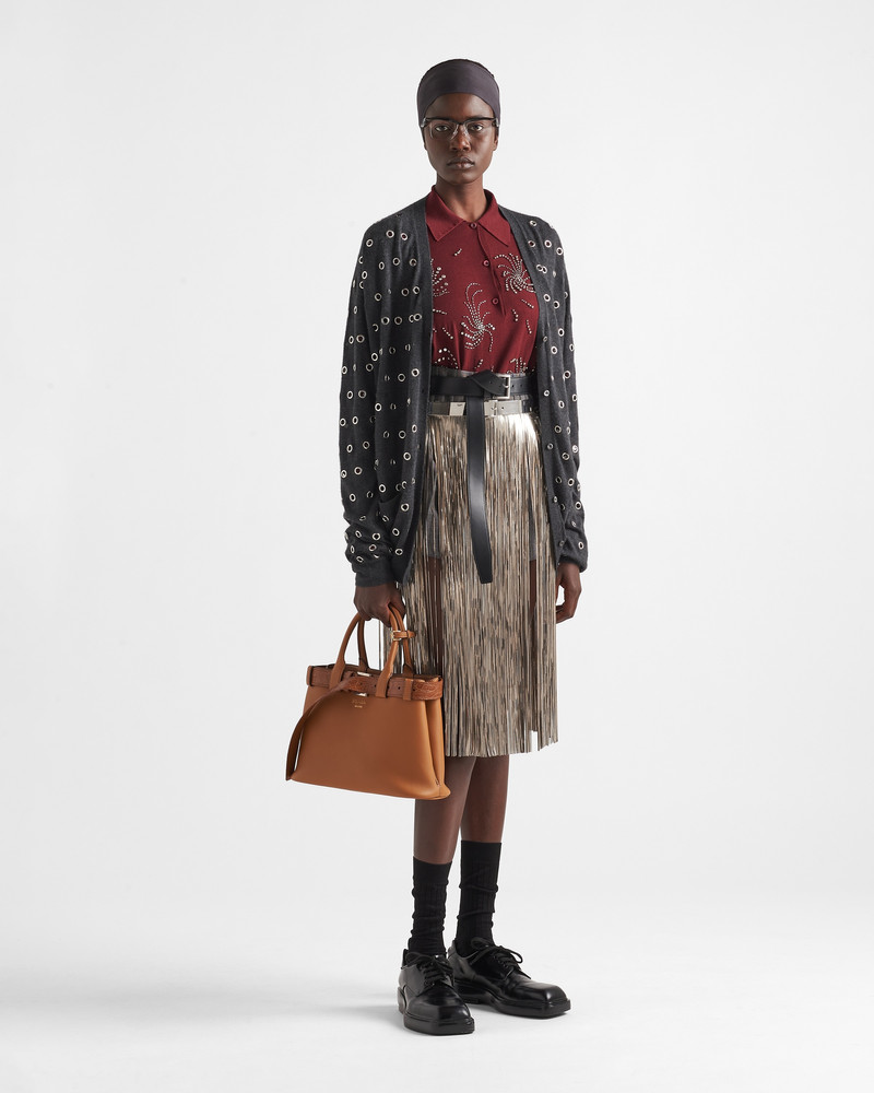 Prada Embroidered cashmere polo shirt outlook