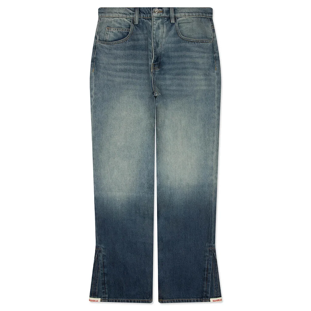 HIGH TIDE SPLIT SEAM STRAIGHT LEG JEAN - MEDIUM INDIGO WASH - 1