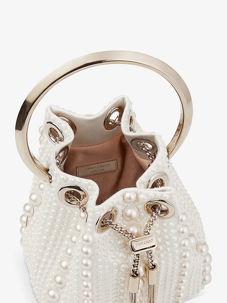 Bon Bon Micro pearl-embellished satin top-handle bag - 4