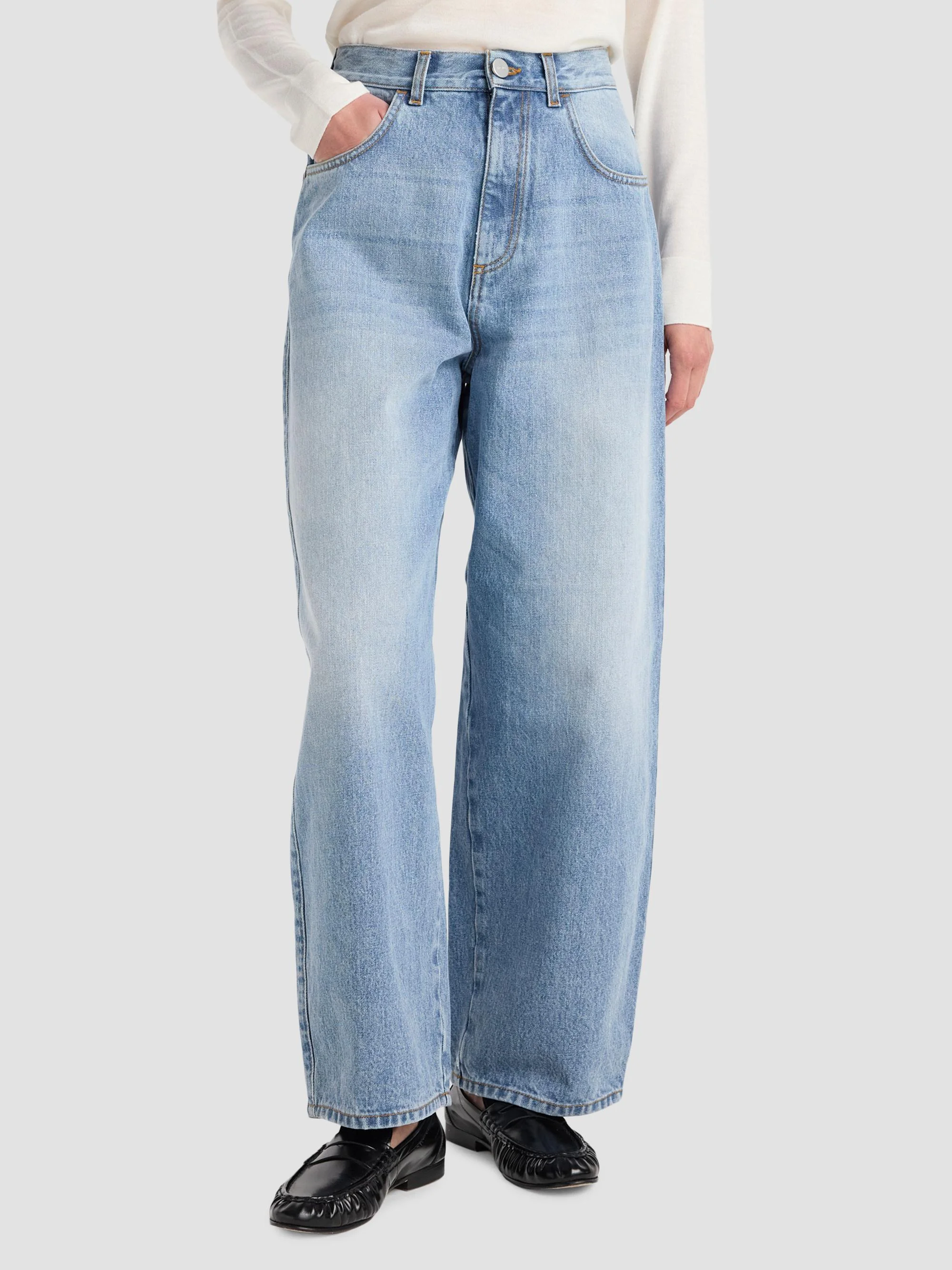 Women's Berber High-Waist Barrel-Leg Jeans - Classic Blue - 1
